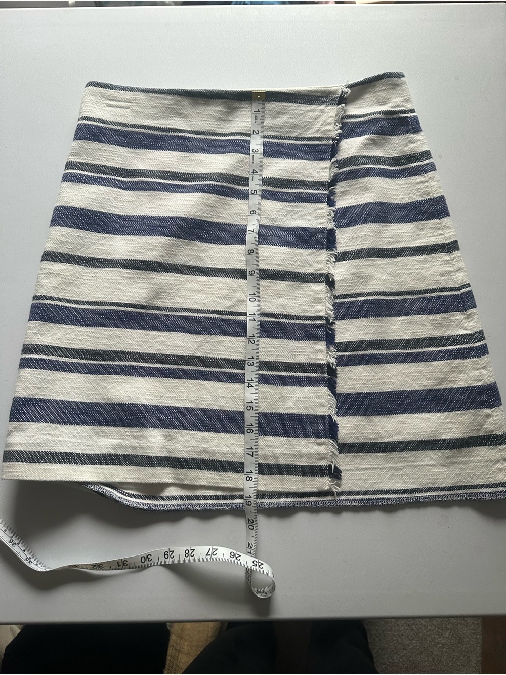 LOFT Striped Fringe Wrap Mini Skirt Size 10 - Picture 4 of 9